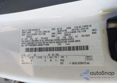 2018 Ford F-250 King Ranch from USA, damaged, VIN 1FT7W2B61JEB71189